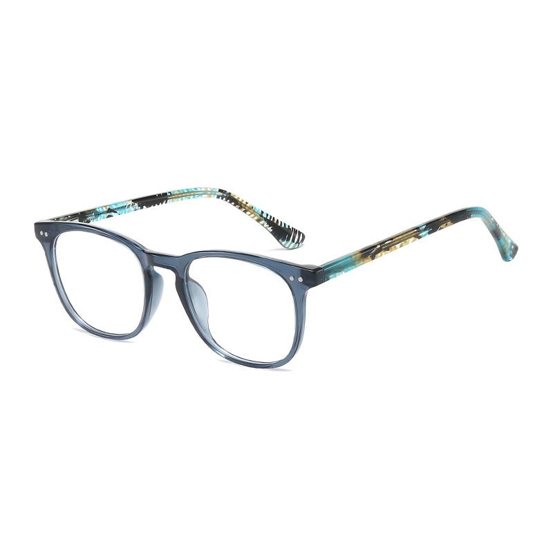 Round Blue Eyeglasses