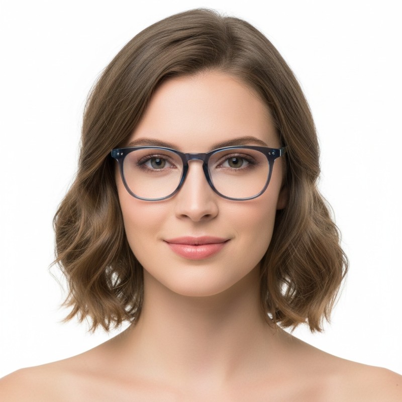 Round Blue Eyeglasses