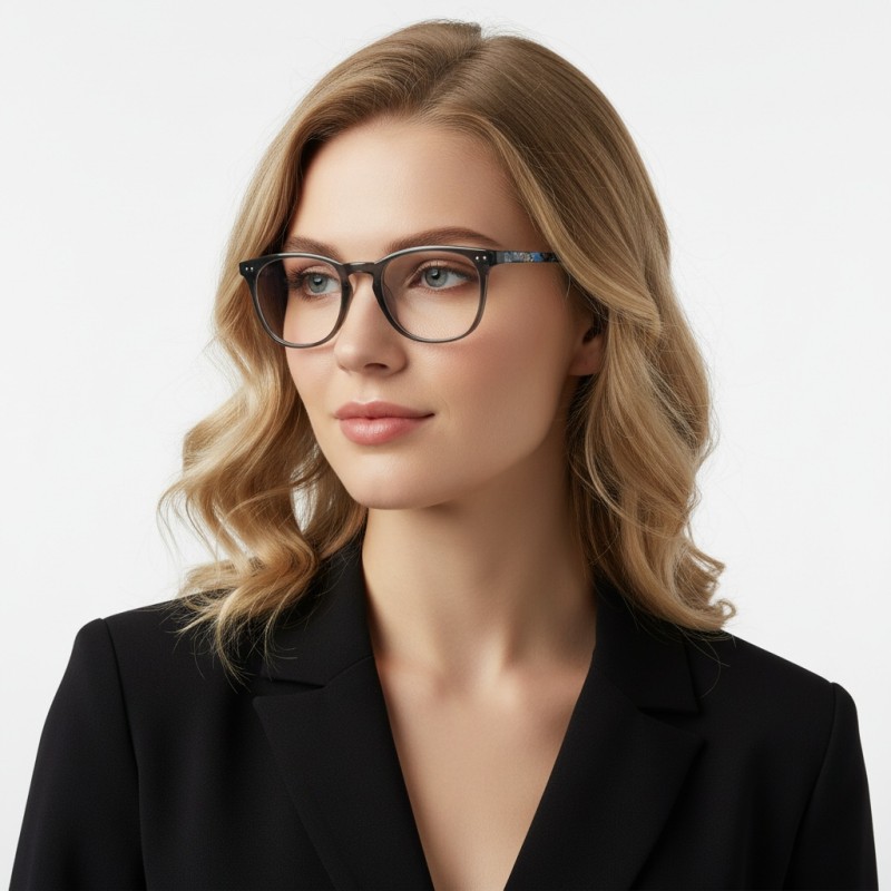 Round Gray Eyeglasses