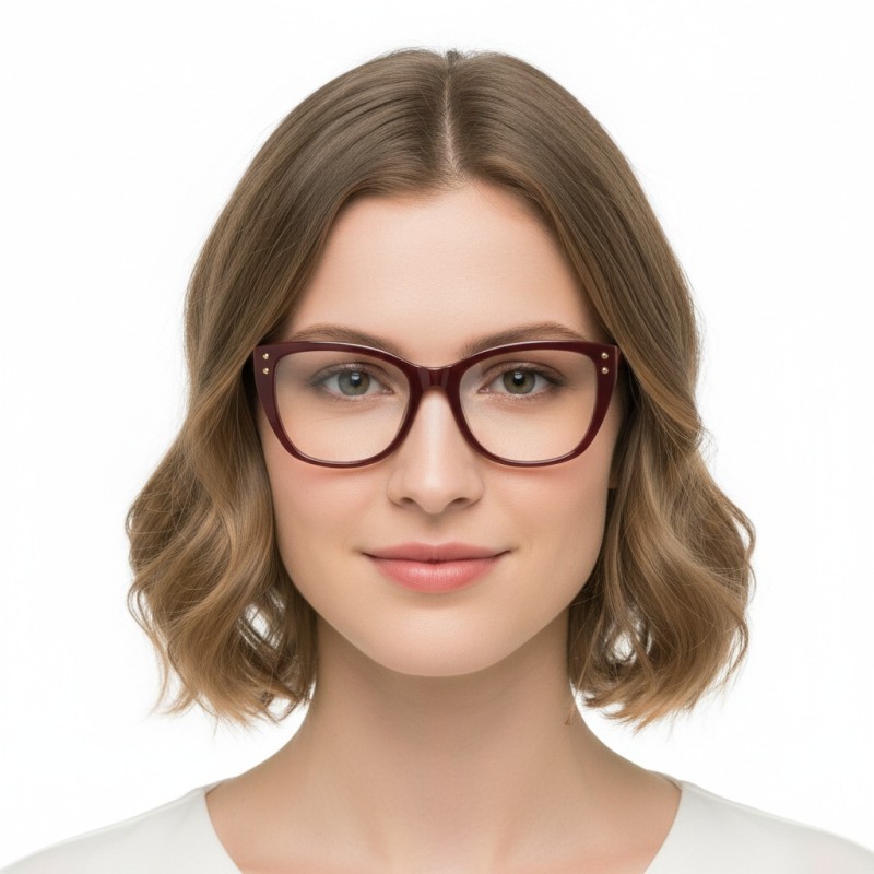 Cat Eye Burgundy Eyeglasses