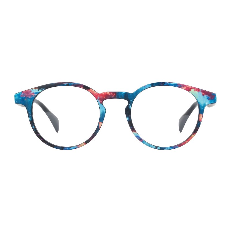 Round Multicolor Blue Eyeglasses