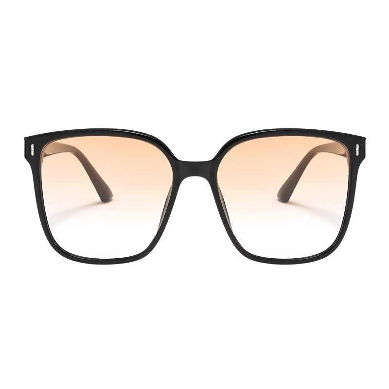 Square Black Sunglasses with Gradient Tinted Brown Lenses