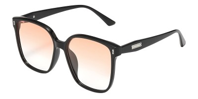 Square Black Sunglasses with Gradient Tinted Brown Lenses