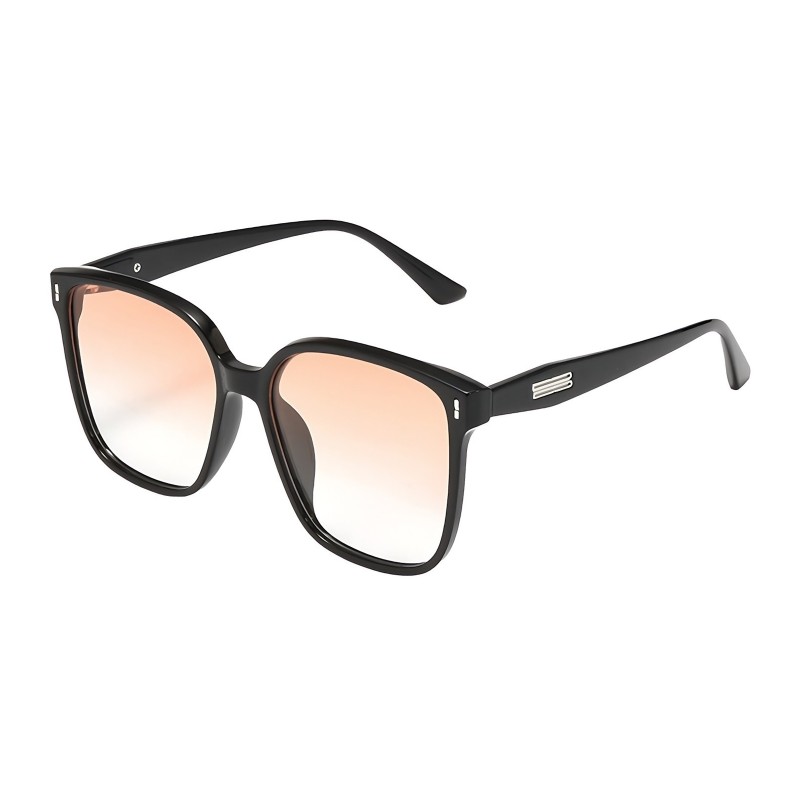 Square Black Sunglasses with Gradient Tinted Brown Lenses