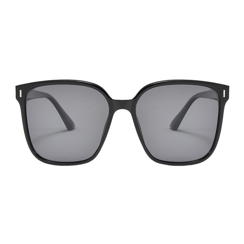 Square Black Sunglasses with Tinted Gray Lenses