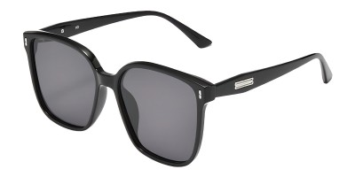 Square Black Sunglasses with Tinted Gray Lenses