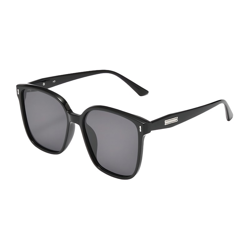 Square Black Sunglasses with Tinted Gray Lenses