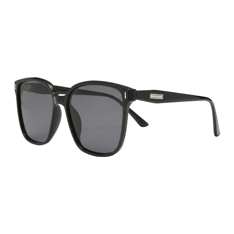 Square Black Sunglasses with Tinted Gray Lenses