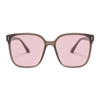 Johanna - Rectangle Brown Sunglasses  with Tinted Pink Lenses