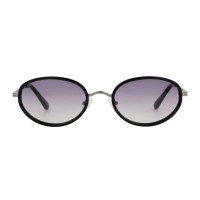 Pamela - Oval Black Silver Sunglasses