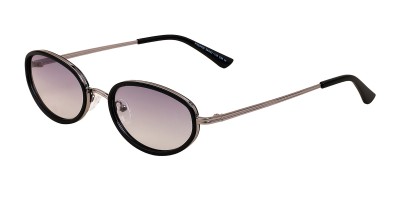 Oval Black Silver Sunglasses