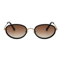 Pamela - Oval Black Golden Sunglasses