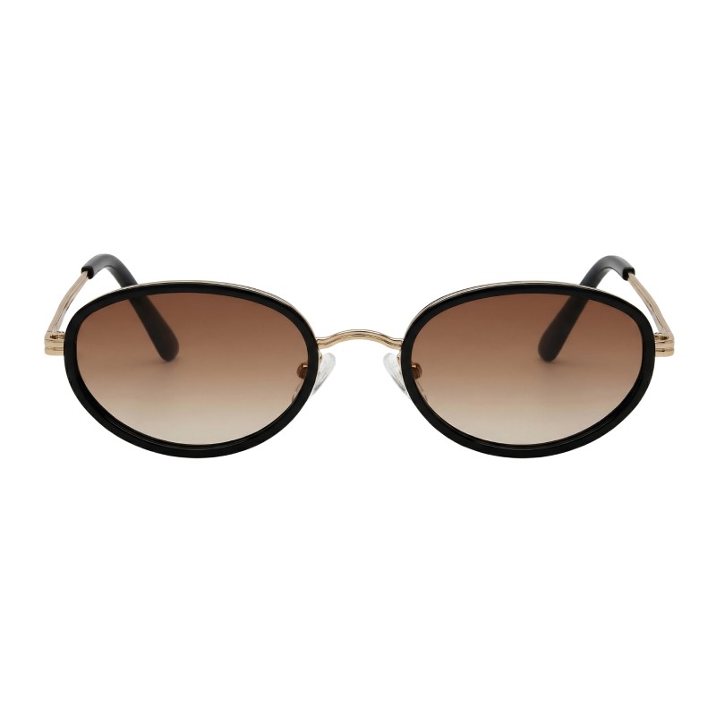 Oval Black Golden Sunglasses
