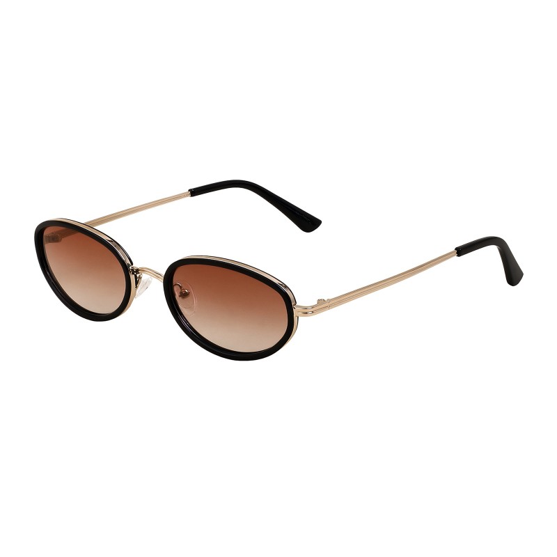 Oval Black Golden Sunglasses