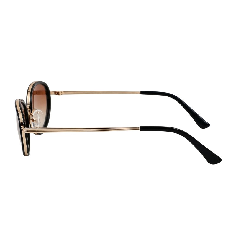 Oval Black Golden Sunglasses