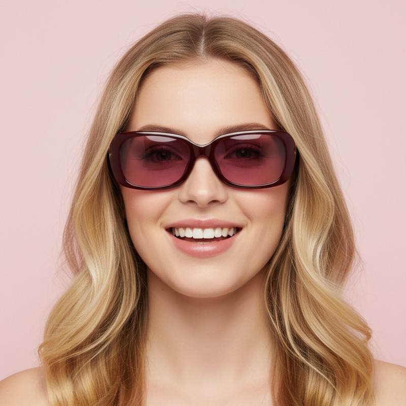 Square Burgundy Sunglasses