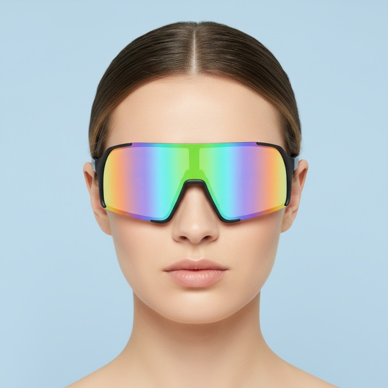 Black Silver Mirrored Lens Sunglasses 