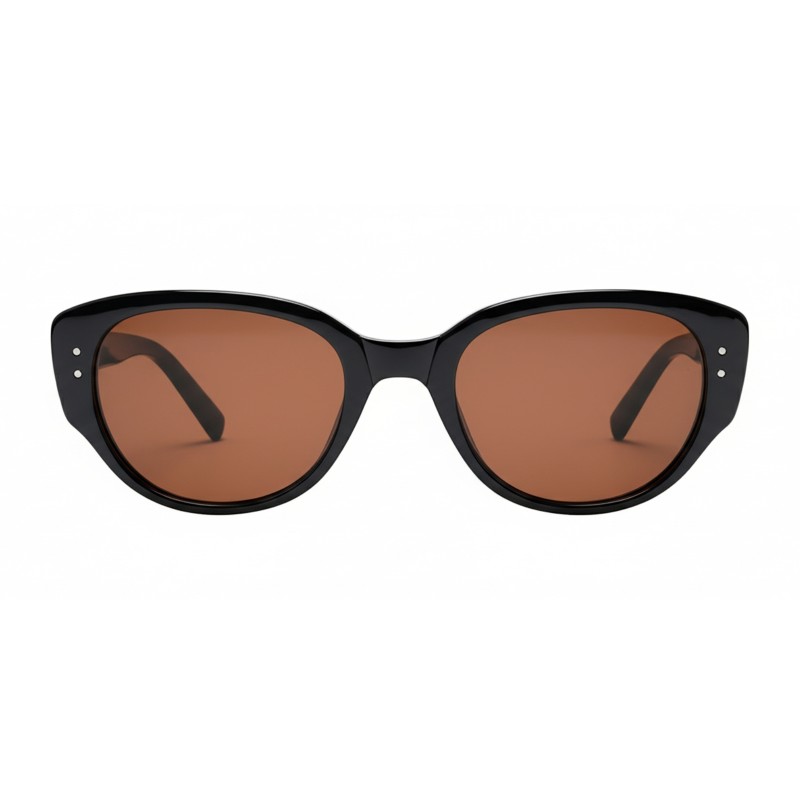 Cat Eye Black Sunglasses with Tinted Brown Lenses