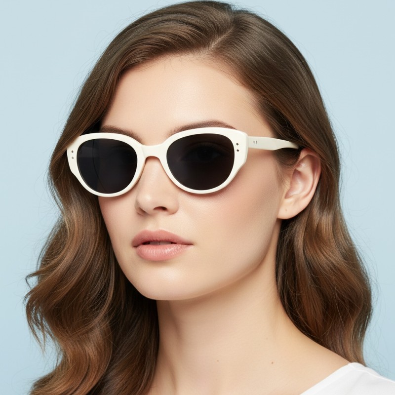 Cat Eye White Sunglasses