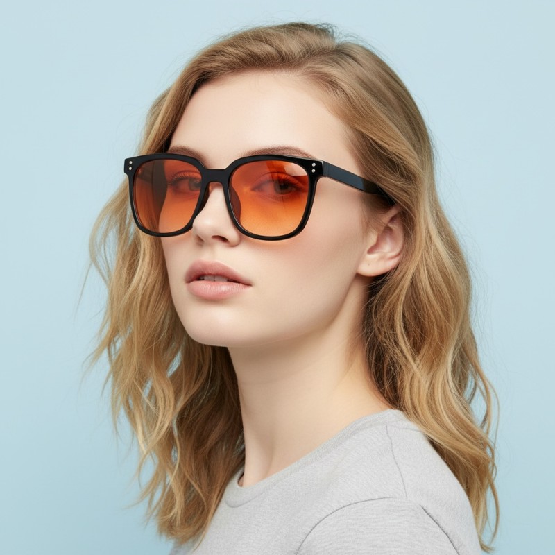 Square Black with Polarized Brown Lenses Sunglasses