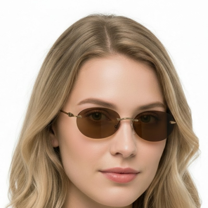 Oval Bronze Sungasses with Brown Lenses
