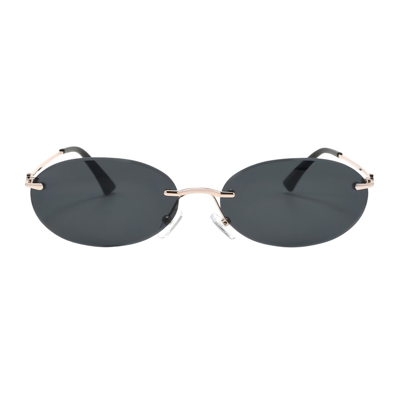 Oval Rose Gold Sungasses with Black Lenses