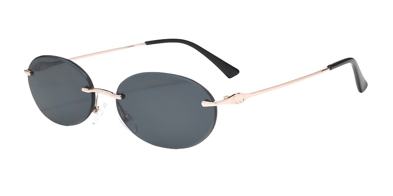 Florence Rose Gold Black Oval Sunglasses additional view