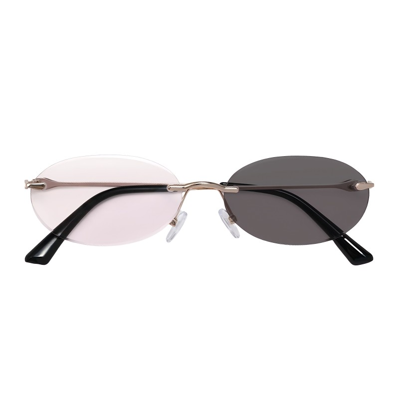 Oval Rose Gold Sungasses with Pink Lenses
