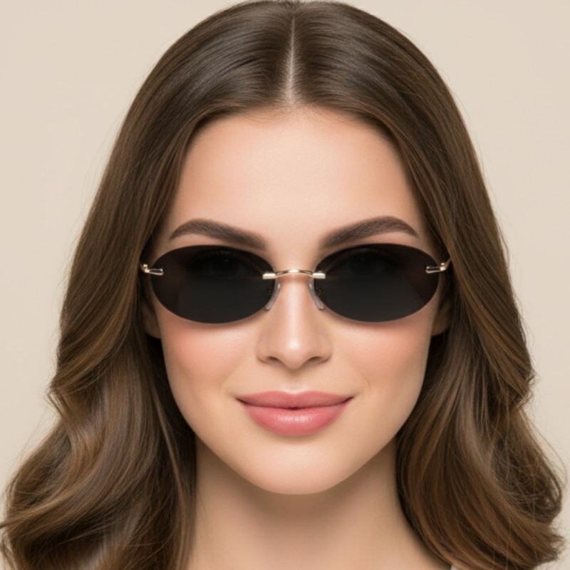 Oval Rose Gold Sungasses with Pink Lenses