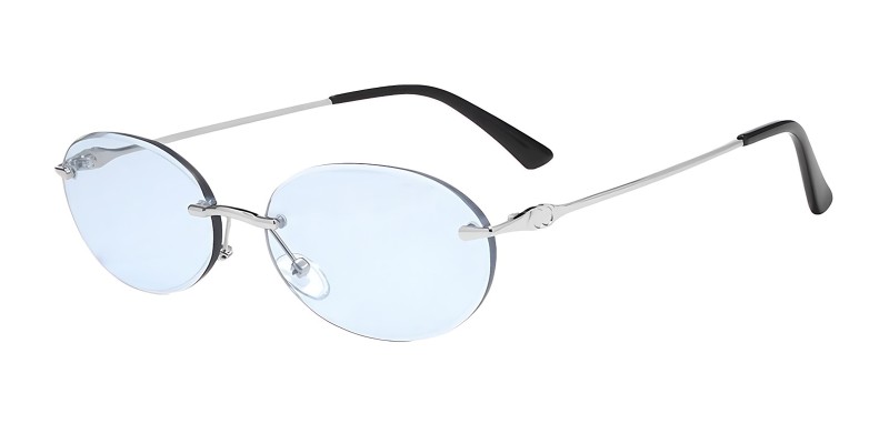 Florence Silver Blue Oval Sunglasses additional view