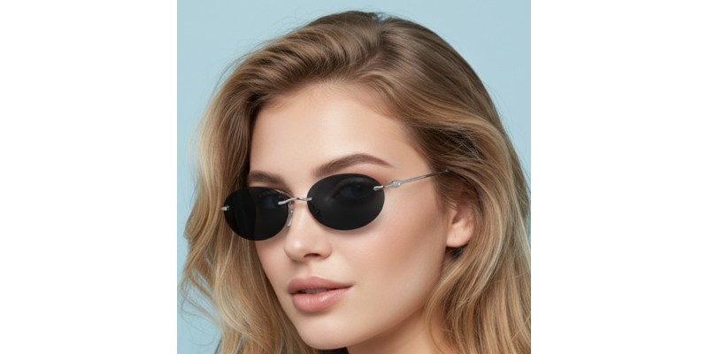 Florence Silver Blue Oval Sunglasses additional view
