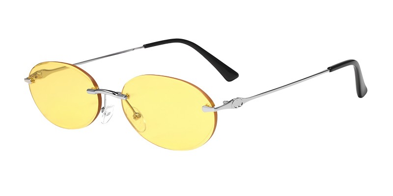 Florence Silver Yellow Oval Sunglasses additional view