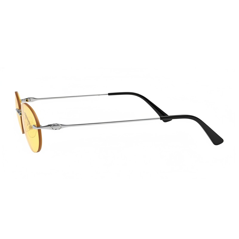 Oval Silver Sungasses with Tinted Yellow Lenses