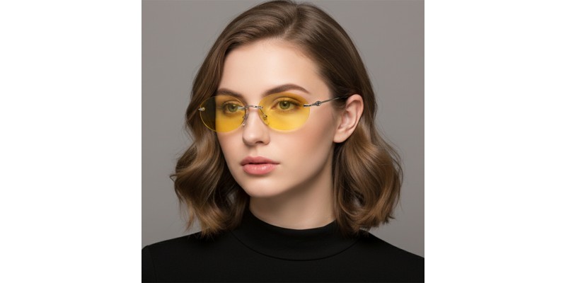 Florence Silver Yellow Oval Sunglasses additional view