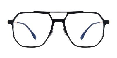 Polygon Black/Golden Eyeglasses