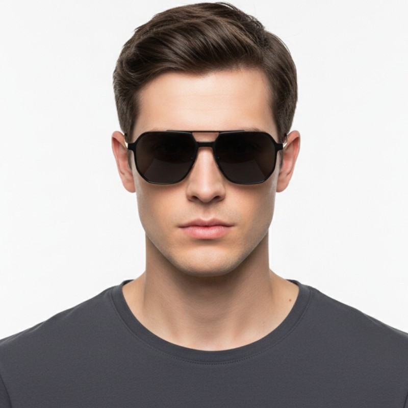 Polygon Black/Golden Eyeglasses