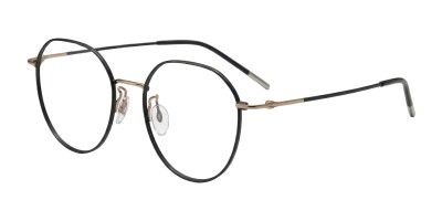 Polygon Black Golden Eyeglasses
