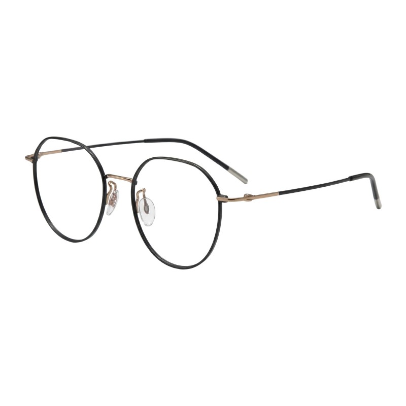 Polygon Black Golden Eyeglasses