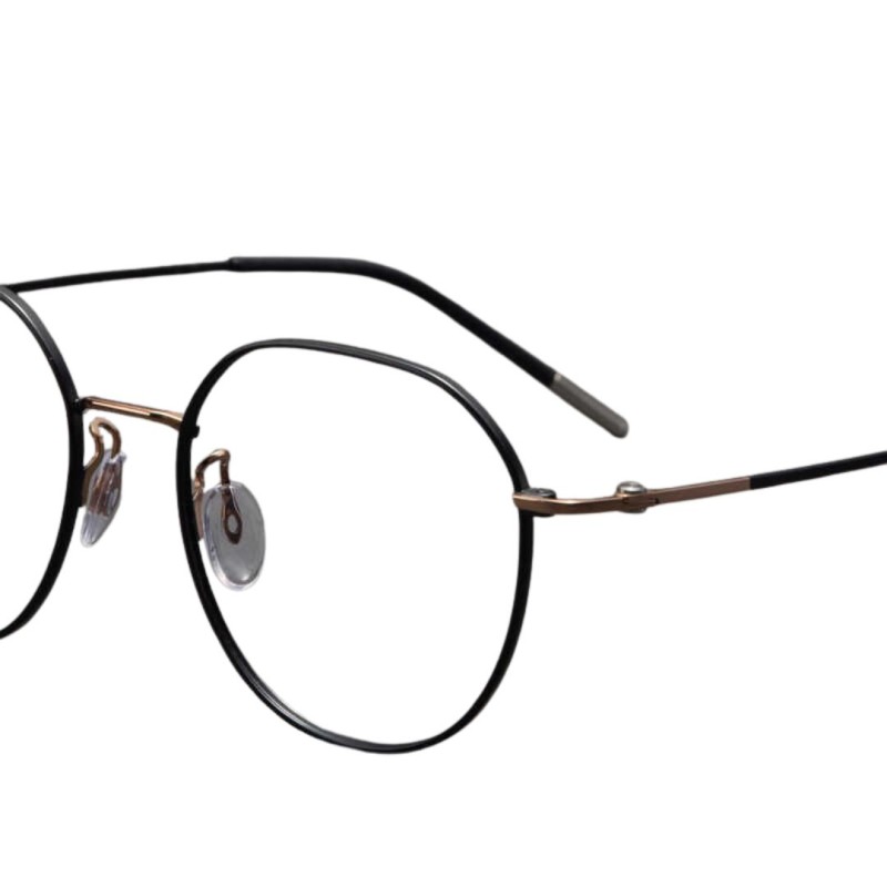 Polygon Black Golden Eyeglasses