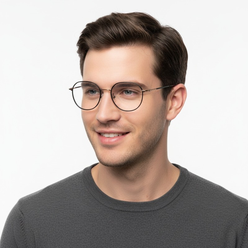 Polygon Black Golden Eyeglasses