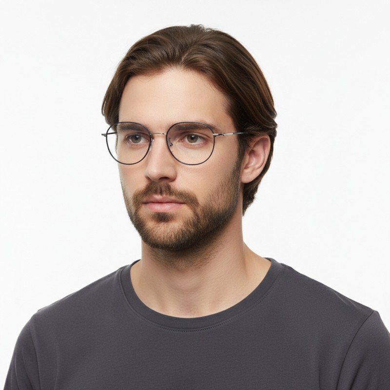 Polygon Blue Silver Eyeglasses