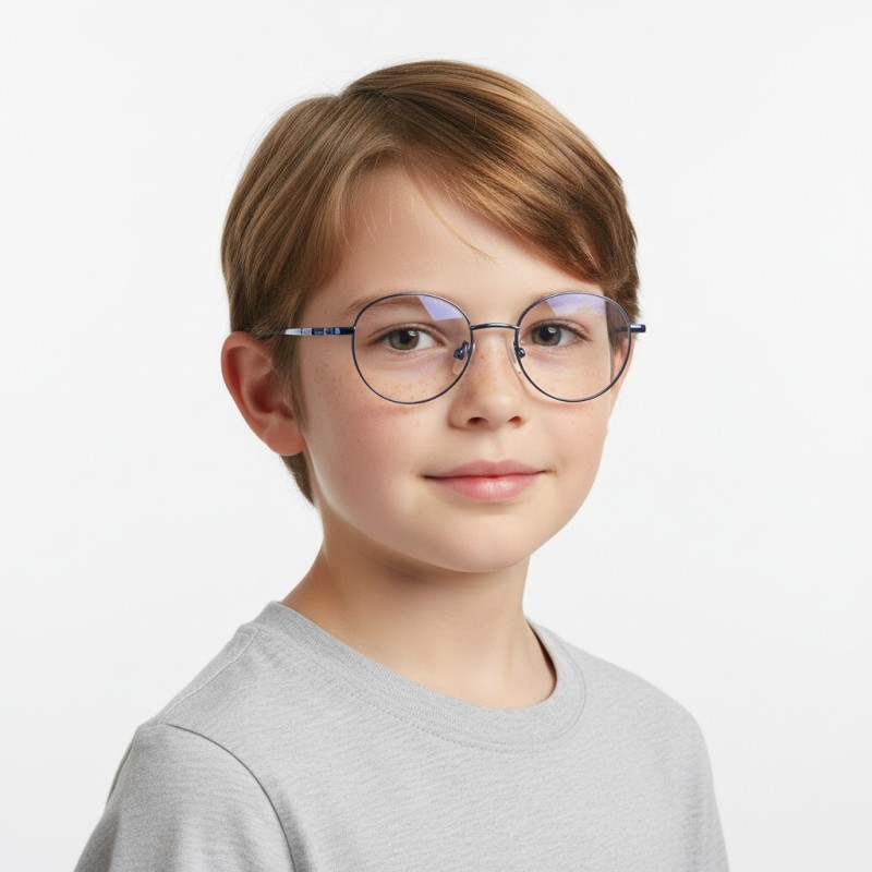 Round Blue Eyeglasses