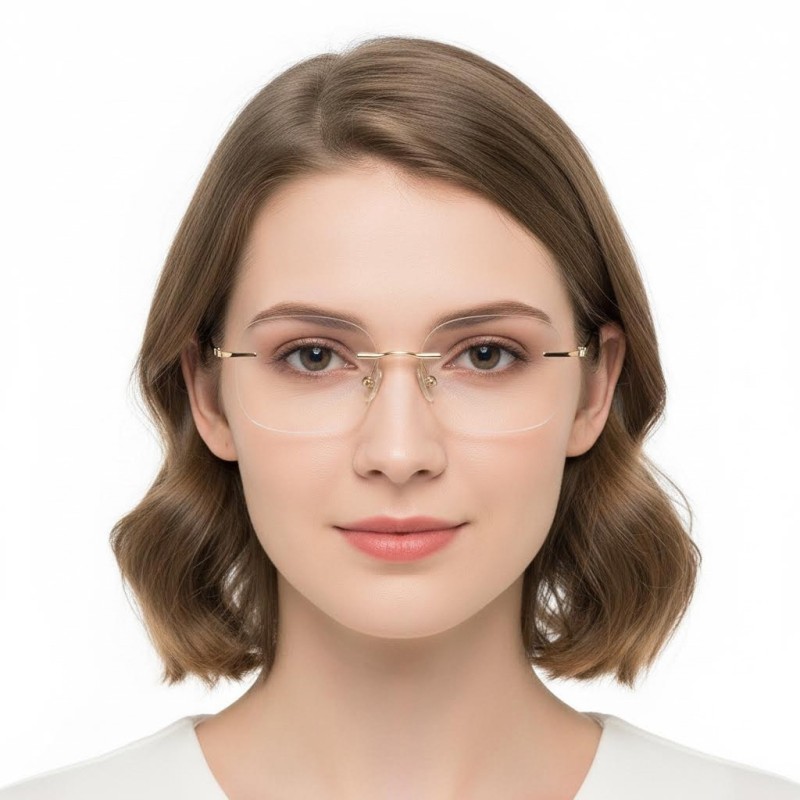 Square Golden Eyeglasses