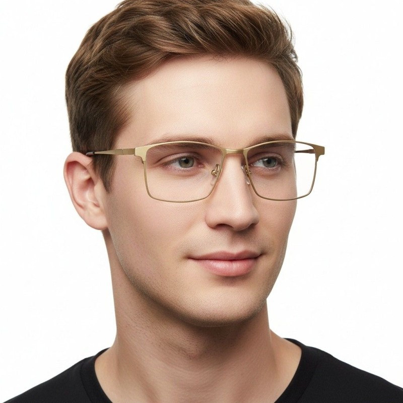Rectangle Golden Eyeglasses