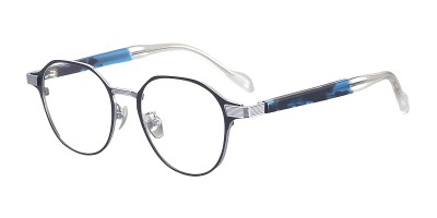 Round Black Blue Eyeglasses