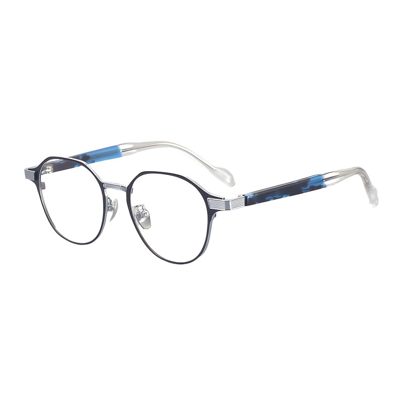 Round Black Blue Eyeglasses