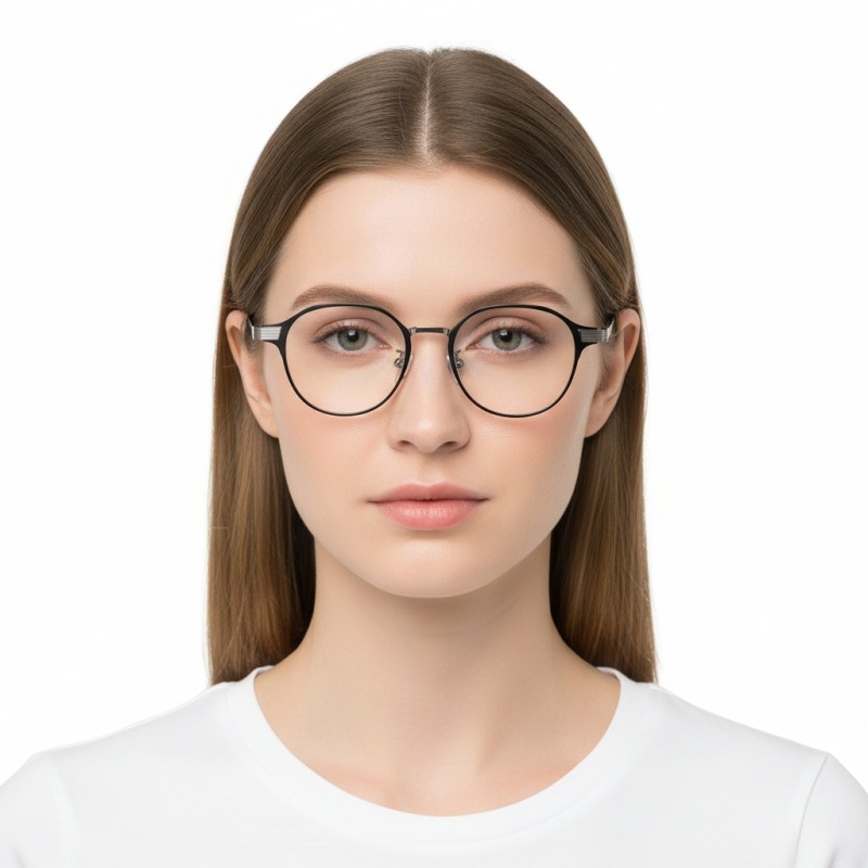 Round Black Blue Eyeglasses