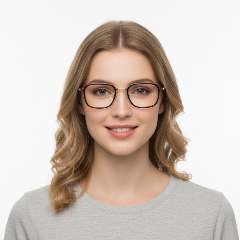 Square Black/Golden Eyeglasses