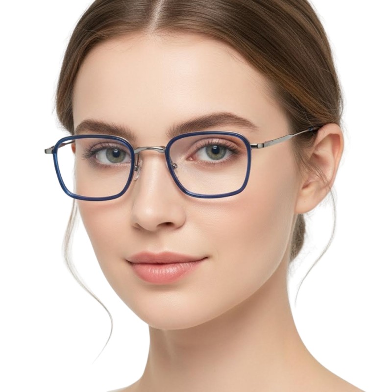 Square Blue/Silver Eyeglasses