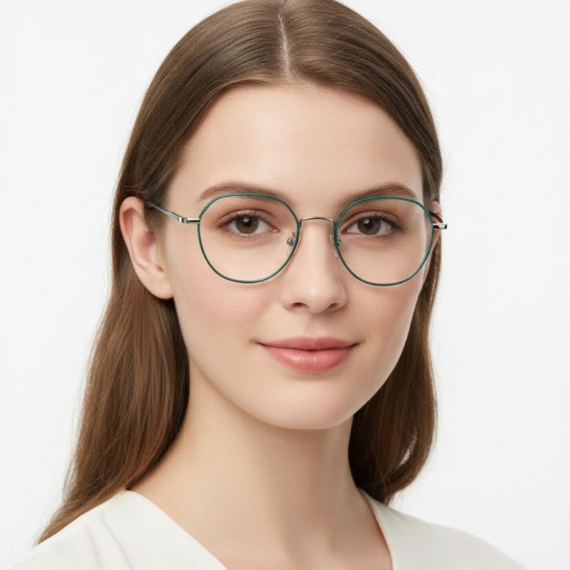 Polygon Green Eyeglasses